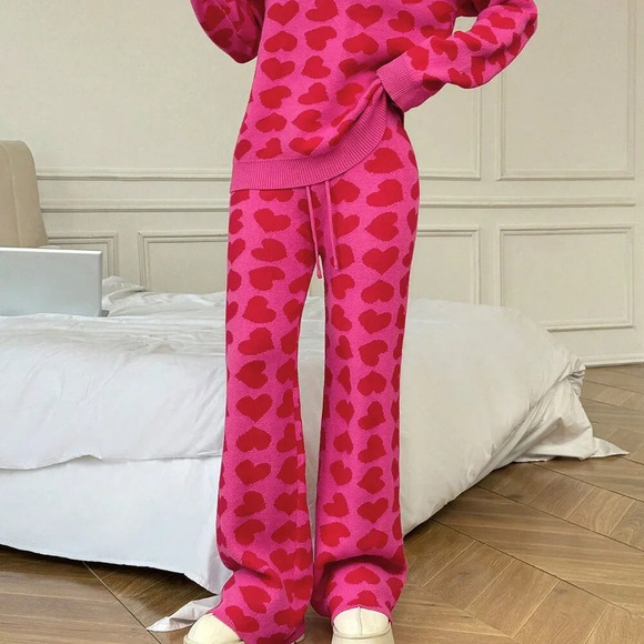 Multicolor Casual Women's Heart Design & Versatile Knitted Sweater - Picture 4 of 6